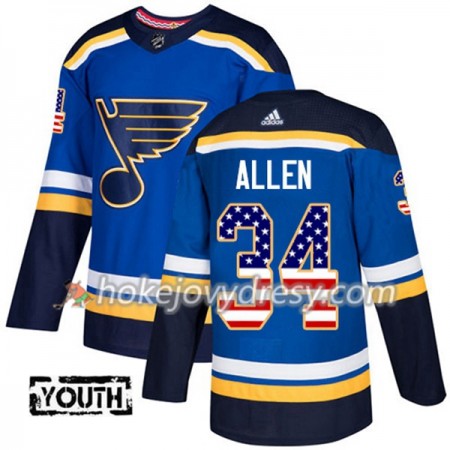 Dětské Hokejový Dres St. Louis Blues Jake Allen 34 2017-2018 USA Flag Fashion Modrá Adidas Authentic